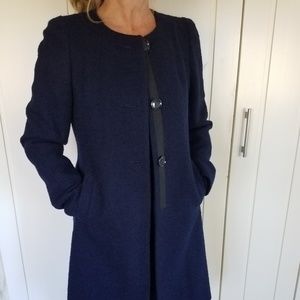Ann Taylor Navy Single-Breasted Dress Coat